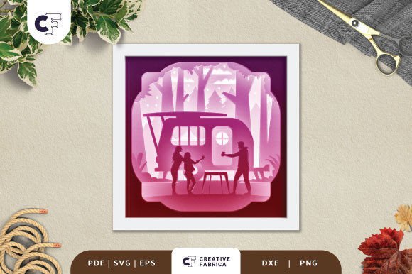 Download 3D Shadow Box Happy Family on Camping - Premium Resources