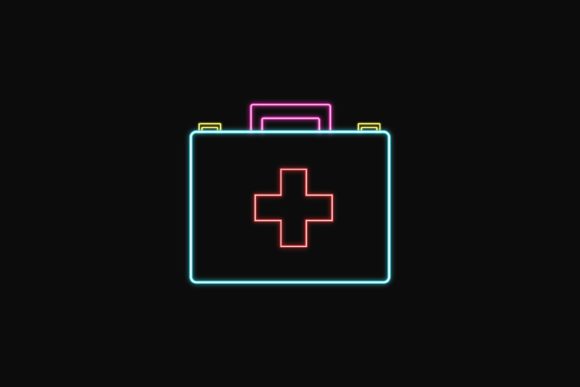 Download Medical Icon Blue Medical Box Neon Light - Medical Collection