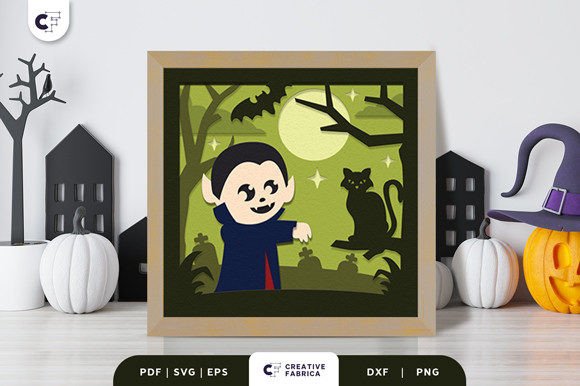 Download Vampire and Black Cat 3D Paper Cut - Premium Resources